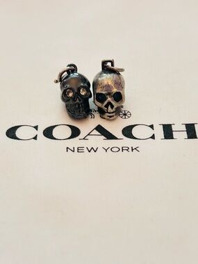 2 Coach Y2K Gunmetal and Silver Tone Skull Charms Bracelet/ Necklace/ Keychain